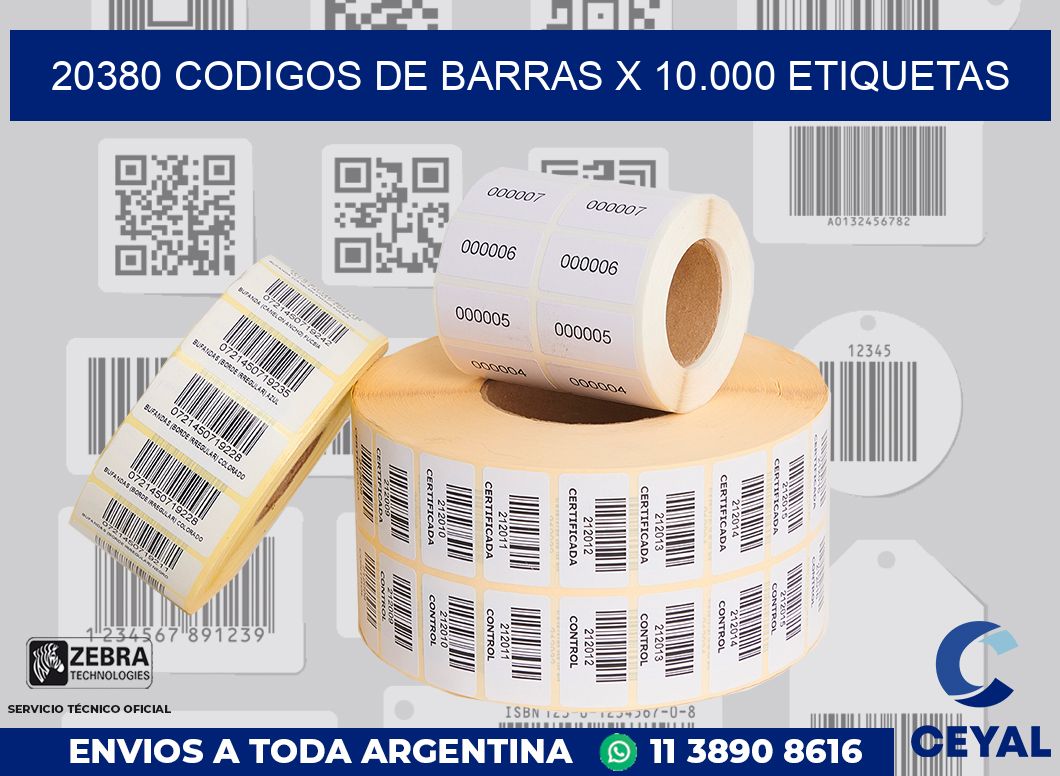 20380 codigos de barras x 10.000 etiquetas