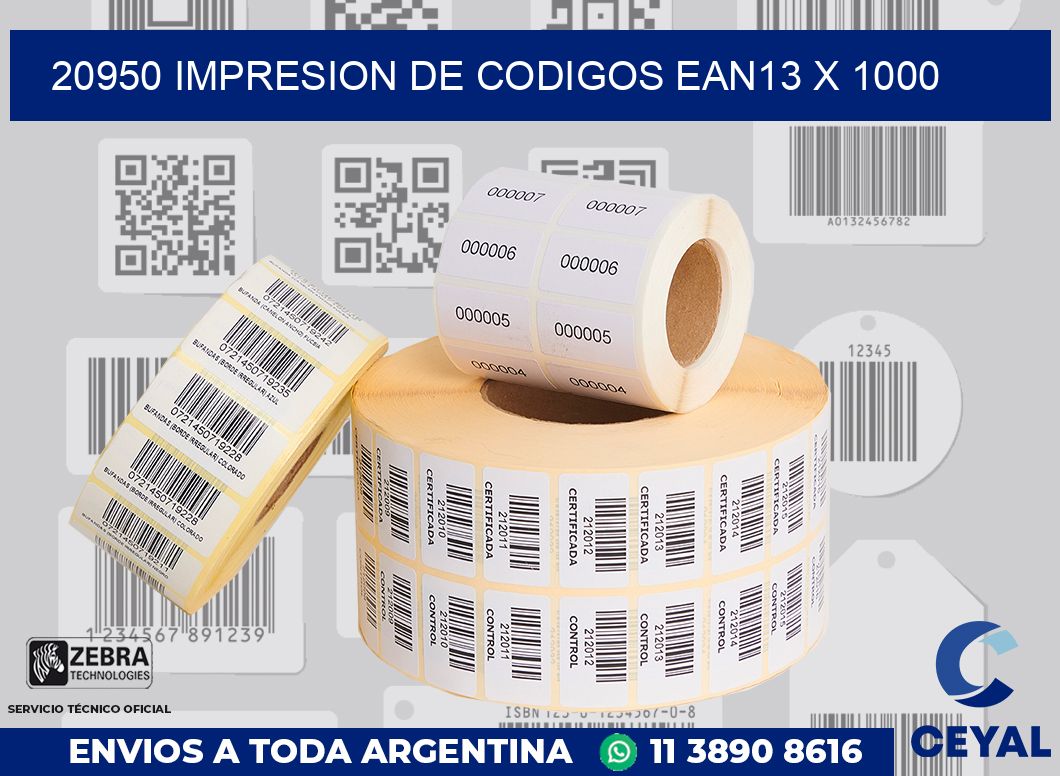 20950 impresion de codigos EAN13 x 1000