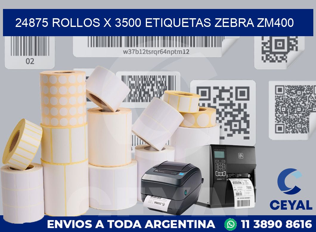 24875 Rollos x 3500 etiquetas zebra zm400