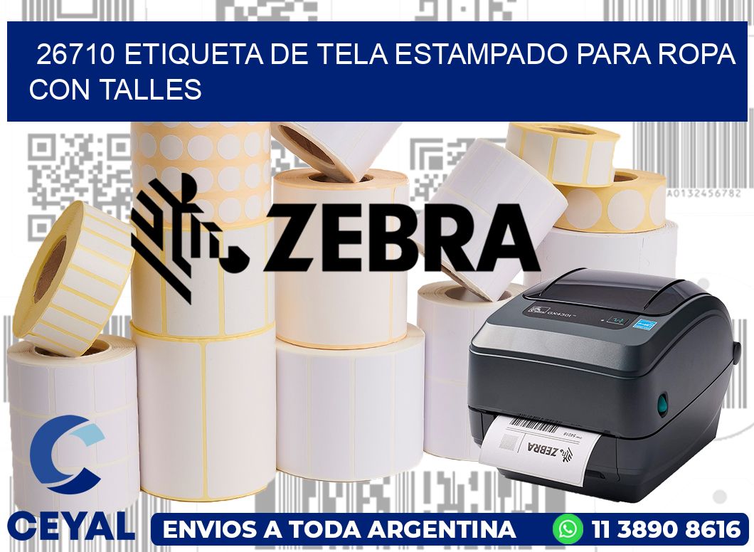 26710 ETIQUETA DE TELA ESTAMPADO PARA ROPA CON TALLES