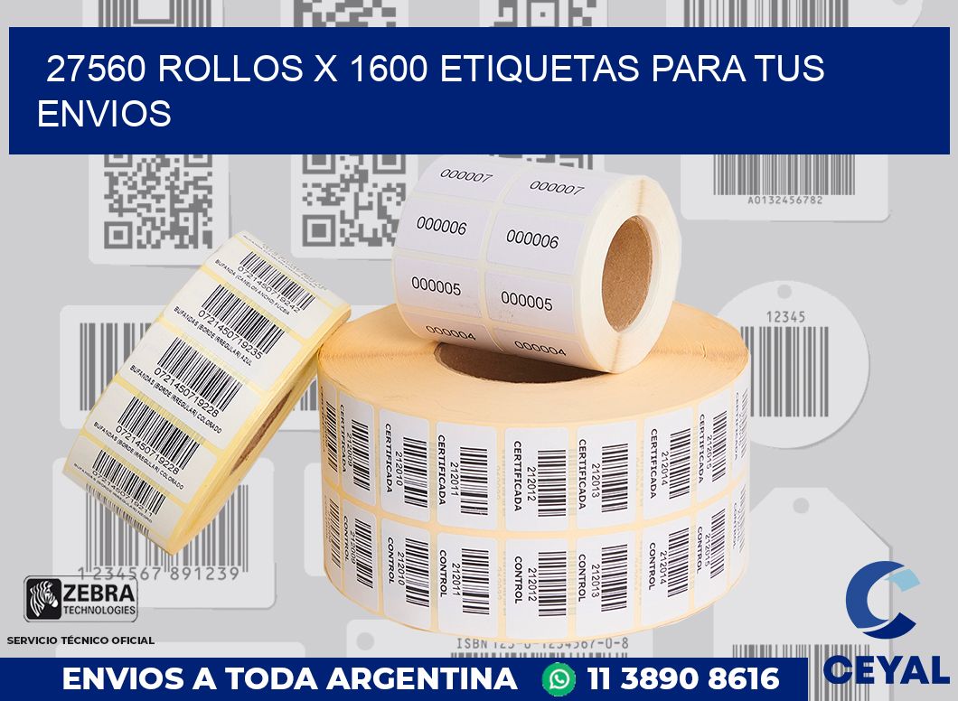 27560 Rollos x 1600 etiquetas para tus envios