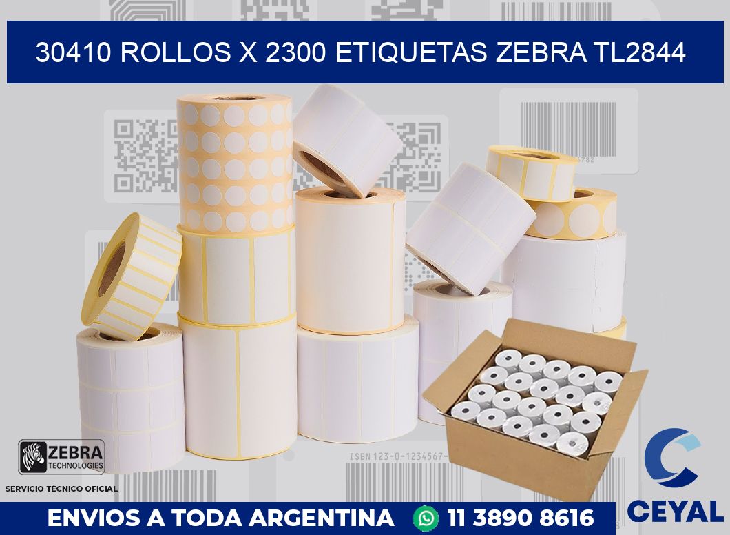 30410 Rollos x 2300 etiquetas zebra tl2844