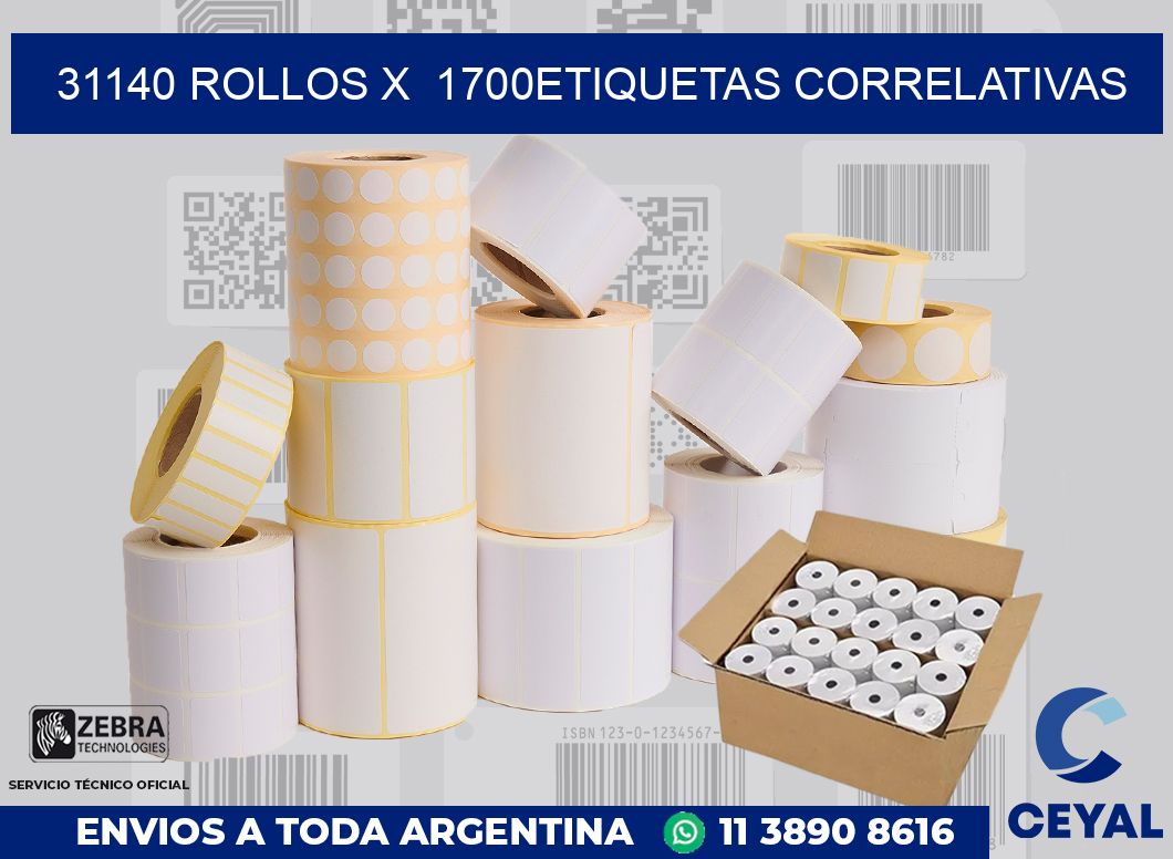 31140 Rollos x 1700etiquetas correlativas