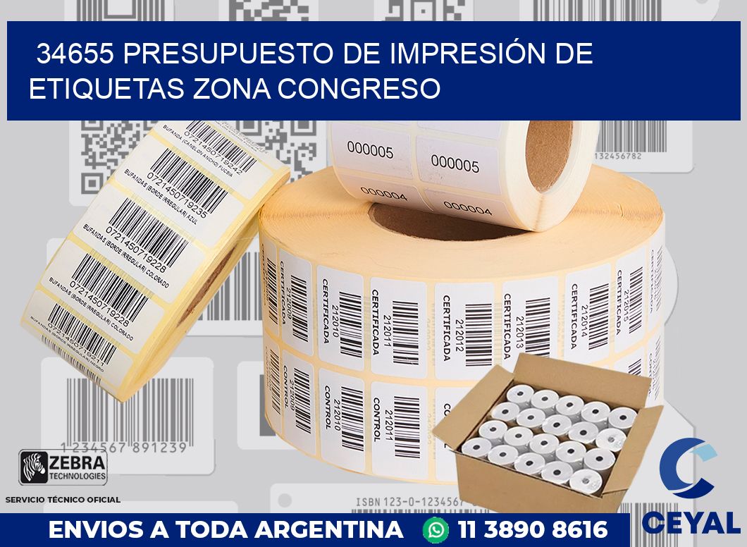 34655 PRESUPUESTO DE IMPRESIÓN DE ETIQUETAS ZONA CONGRESO