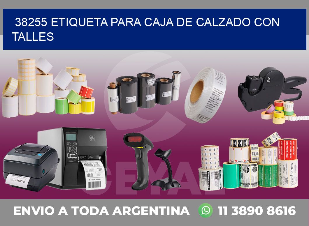 38255 ETIQUETA PARA CAJA DE CALZADO CON TALLES