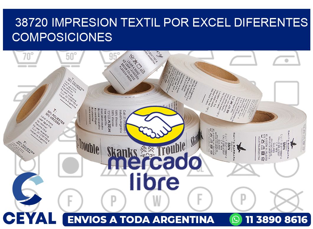 38720 IMPRESION TEXTIL POR EXCEL DIFERENTES COMPOSICIONES