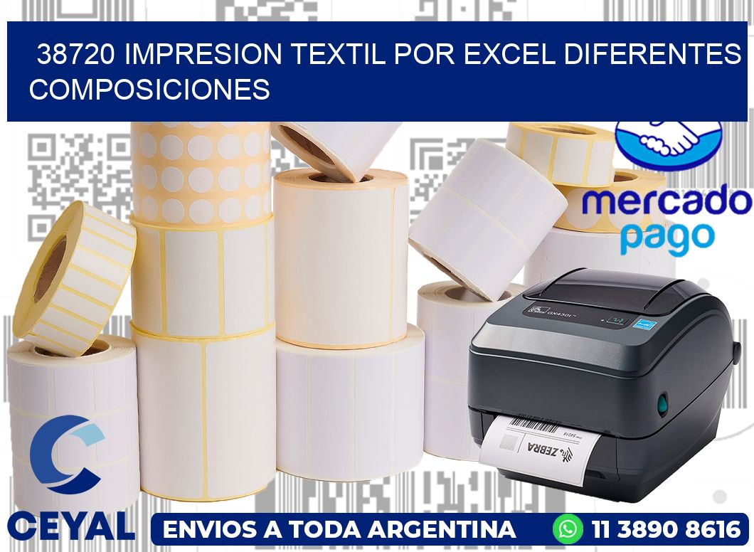 38720 IMPRESION TEXTIL POR EXCEL DIFERENTES COMPOSICIONES