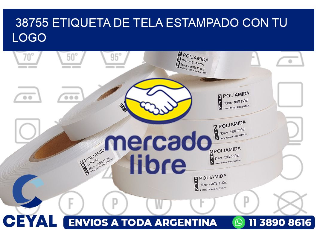 38755 ETIQUETA DE TELA ESTAMPADO CON TU LOGO