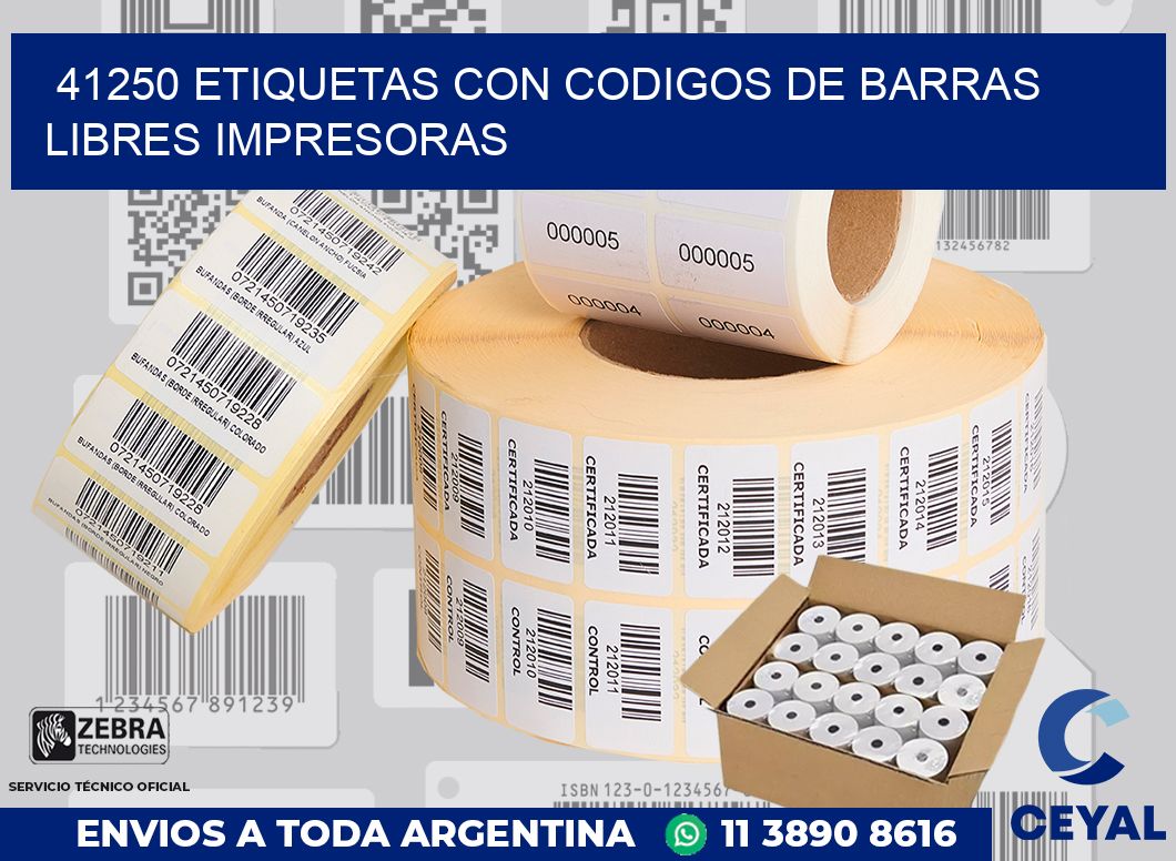 41250 ETIQUETAS CON CODIGOS DE BARRAS LIBRES IMPRESORAS