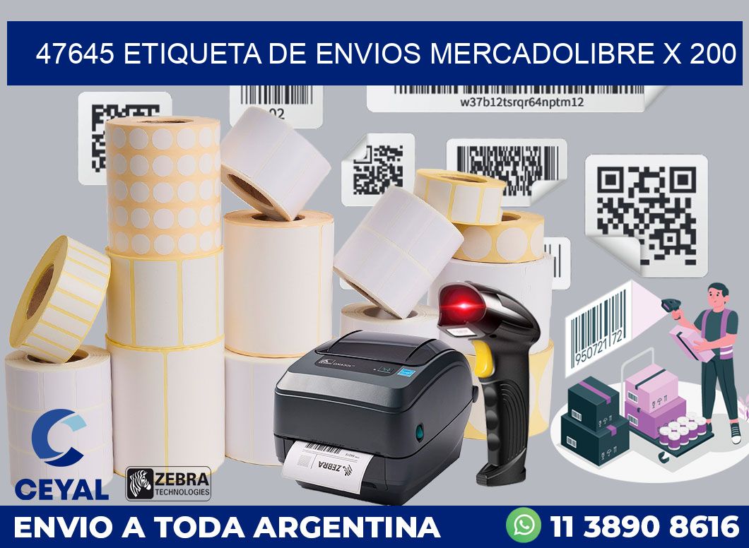 47645 etiqueta de envios mercadolibre x 200
