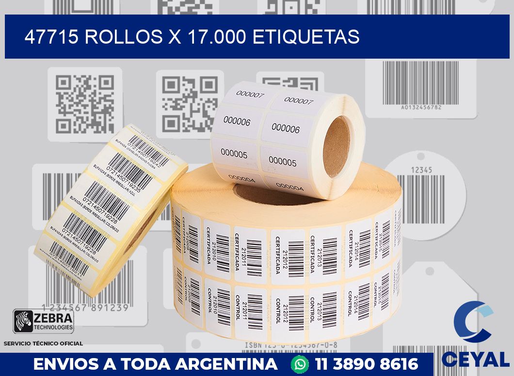 47715 Rollos x 17.000 etiquetas