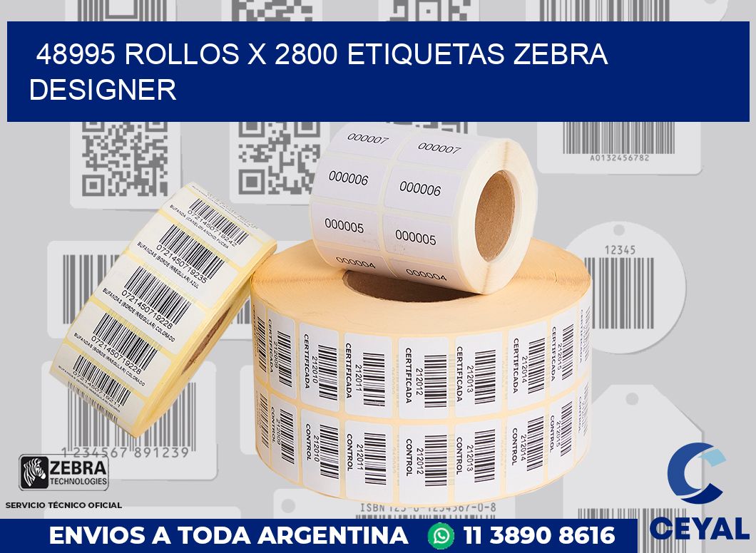 48995 Rollos x 2800 etiquetas zebra designer