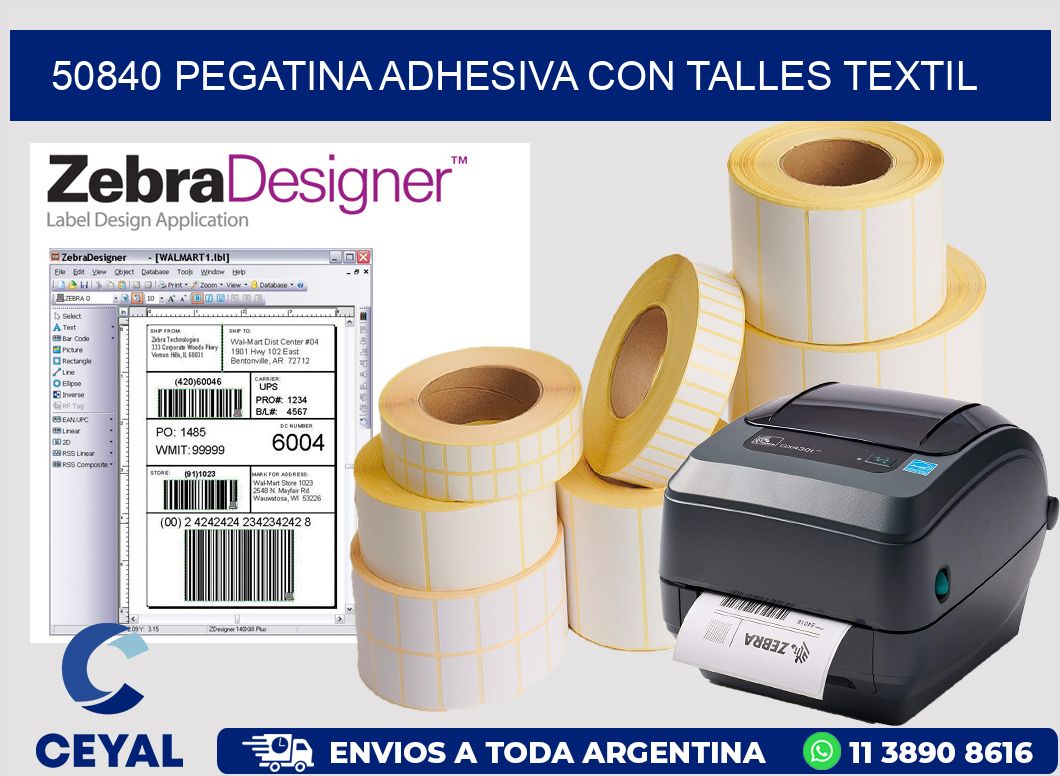 50840 PEGATINA ADHESIVA CON TALLES TEXTIL