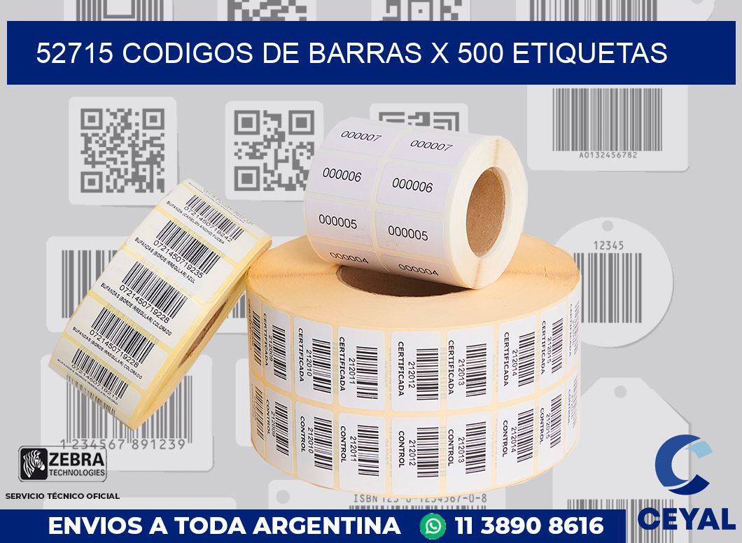 52715 codigos de barras x 500 etiquetas