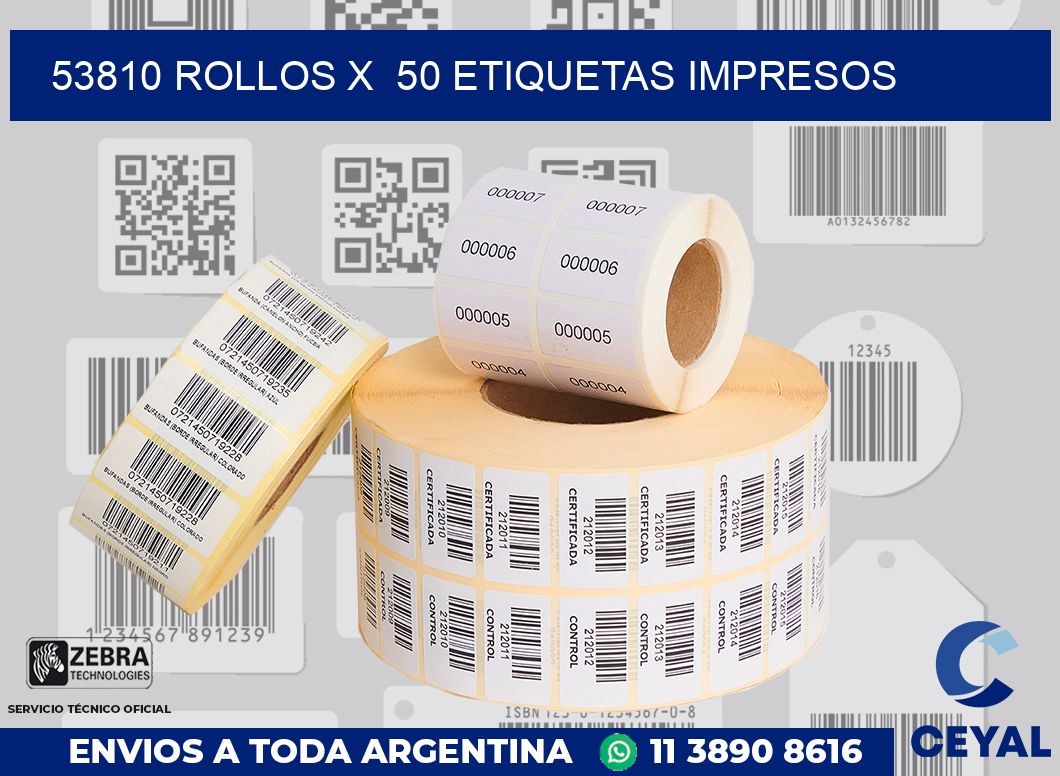 53810 Rollos x 50 etiquetas impresos