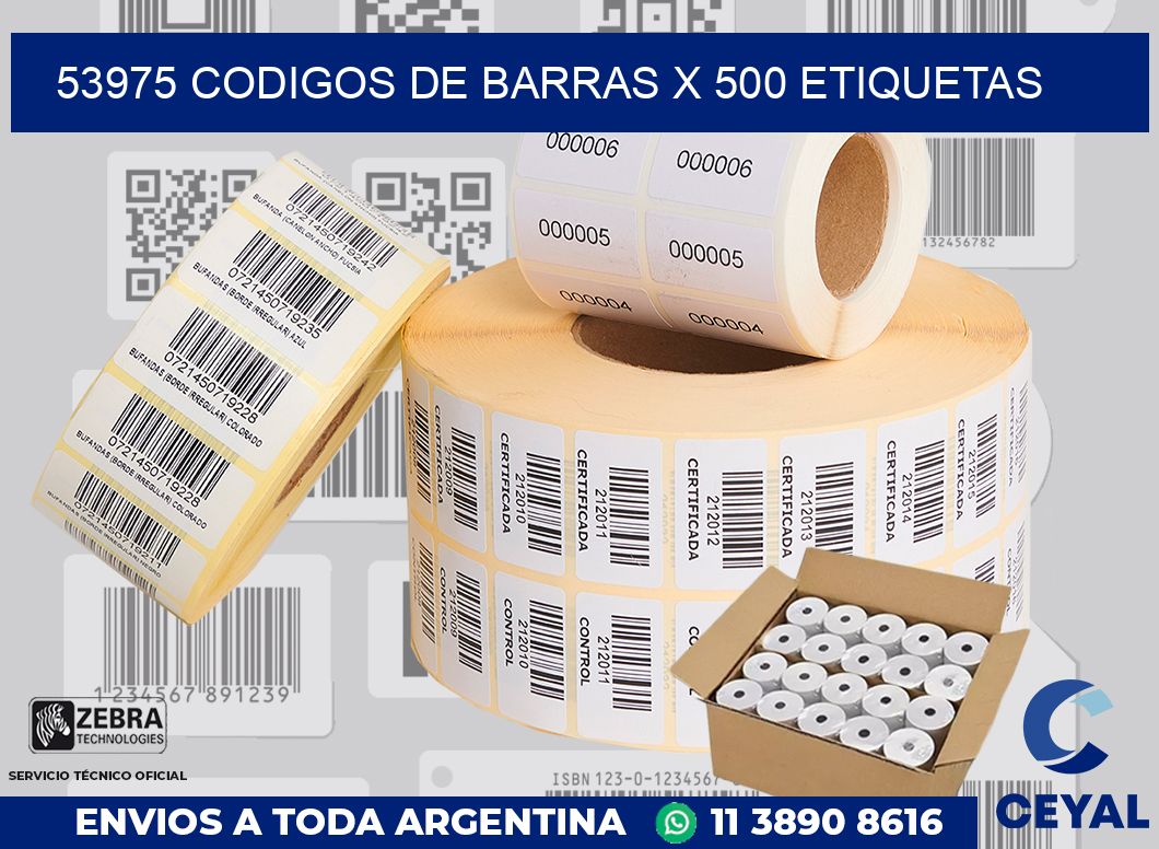 53975 codigos de barras x 500 etiquetas