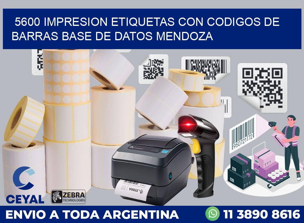 5600 IMPRESION ETIQUETAS CON CODIGOS DE BARRAS BASE DE DATOS MENDOZA