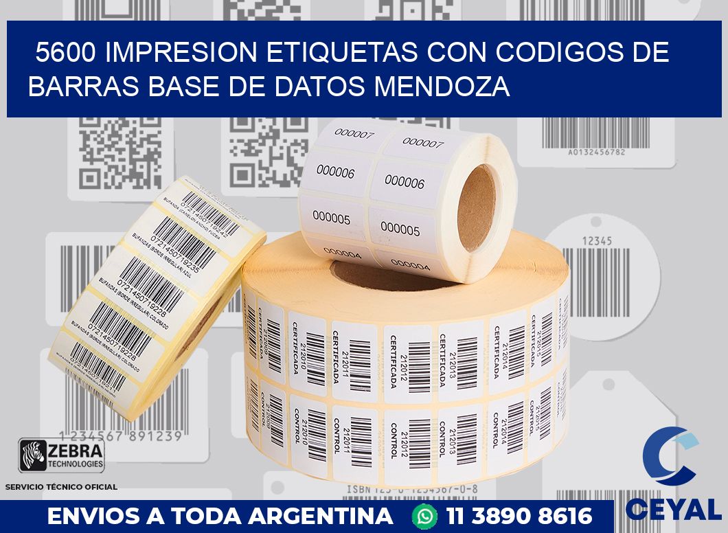 5600 IMPRESION ETIQUETAS CON CODIGOS DE BARRAS BASE DE DATOS MENDOZA