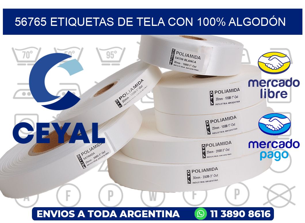 56765 ETIQUETAS DE TELA CON 100% ALGODÓN