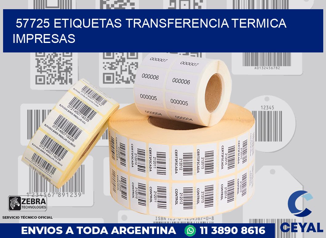 57725 ETIQUETAS TRANSFERENCIA TERMICA IMPRESAS