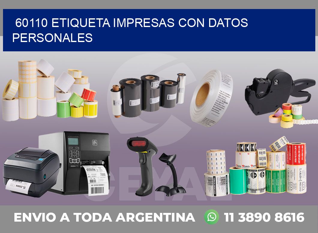 60110 ETIQUETA IMPRESAS CON DATOS PERSONALES