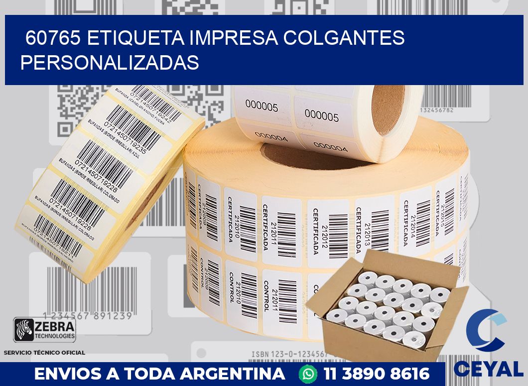 60765 ETIQUETA IMPRESA COLGANTES PERSONALIZADAS