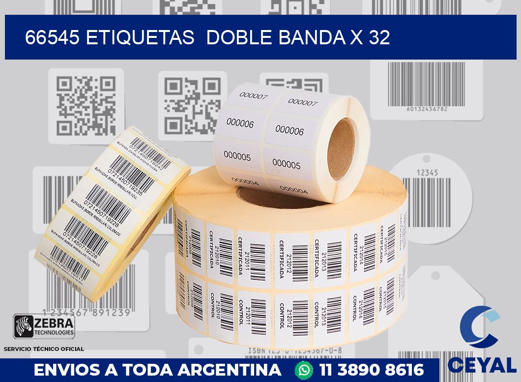 66545 etiquetas  doble banda x 32