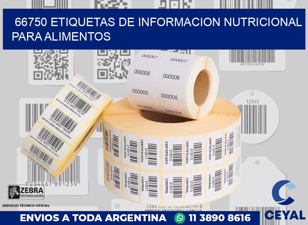 66750 ETIQUETAS DE INFORMACION NUTRICIONAL PARA ALIMENTOS