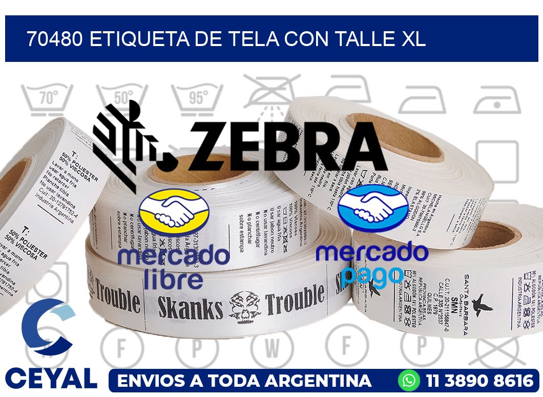 70480 ETIQUETA DE TELA CON TALLE XL