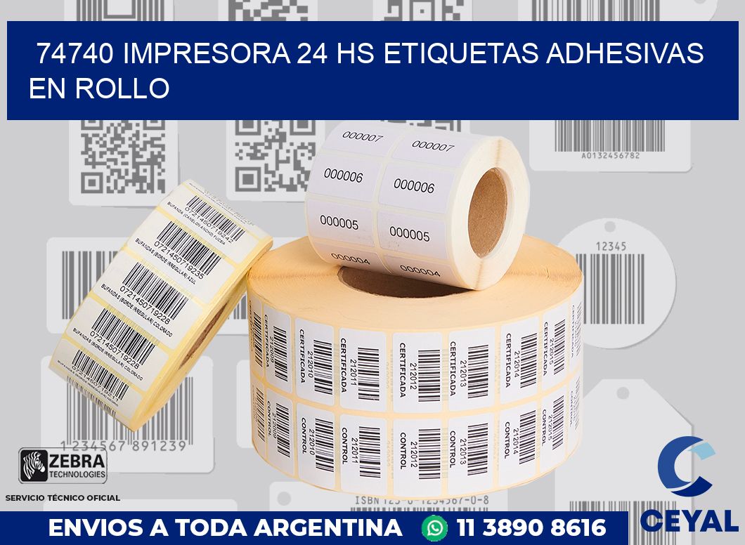 74740 impresora 24 hs etiquetas adhesivas en rollo