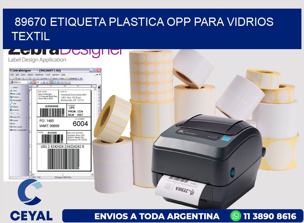 89670 ETIQUETA PLASTICA OPP PARA VIDRIOS TEXTIL