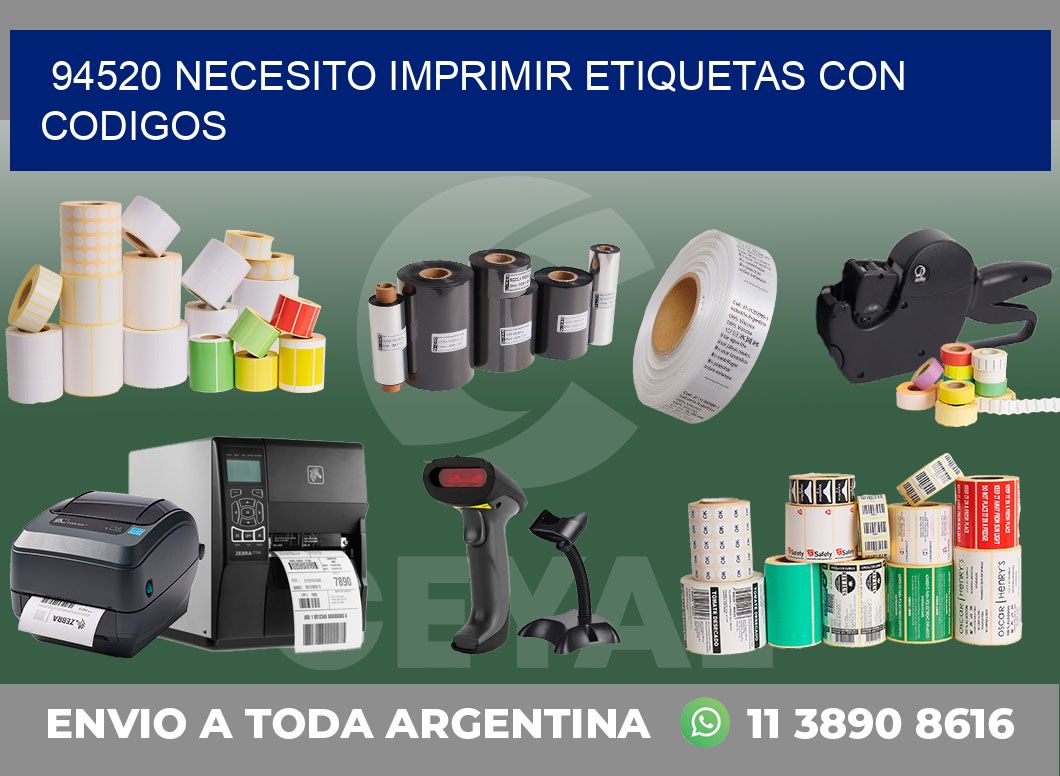 94520 NECESITO IMPRIMIR ETIQUETAS CON CODIGOS
