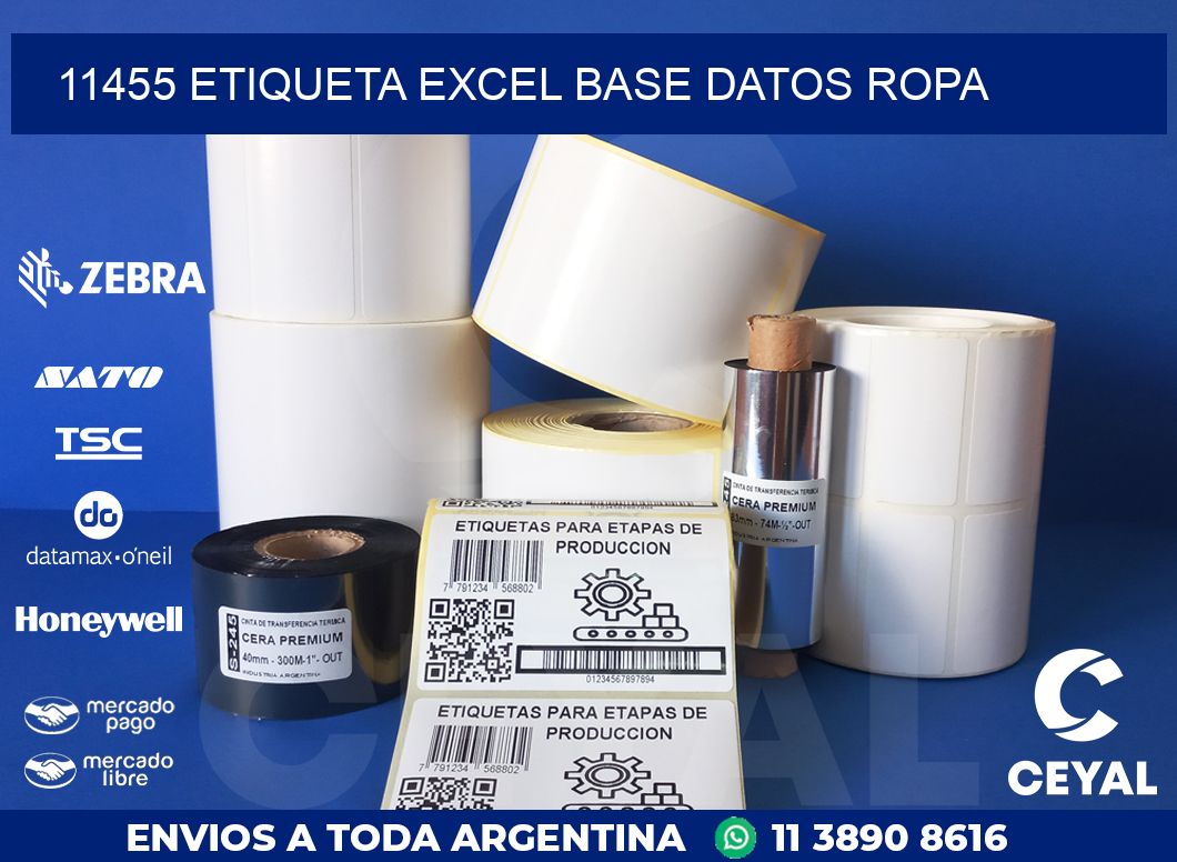 11455 etiqueta excel base datos ropa