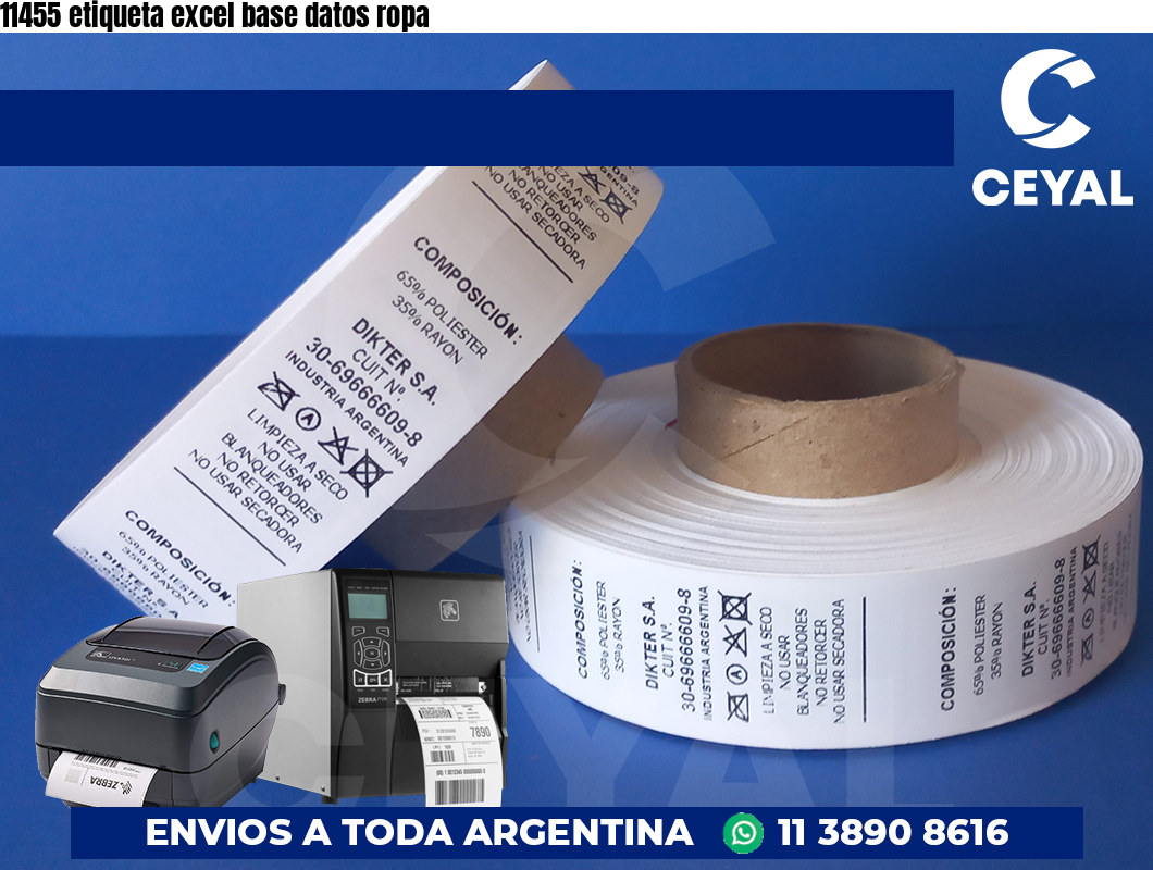 11455 etiqueta excel base datos ropa