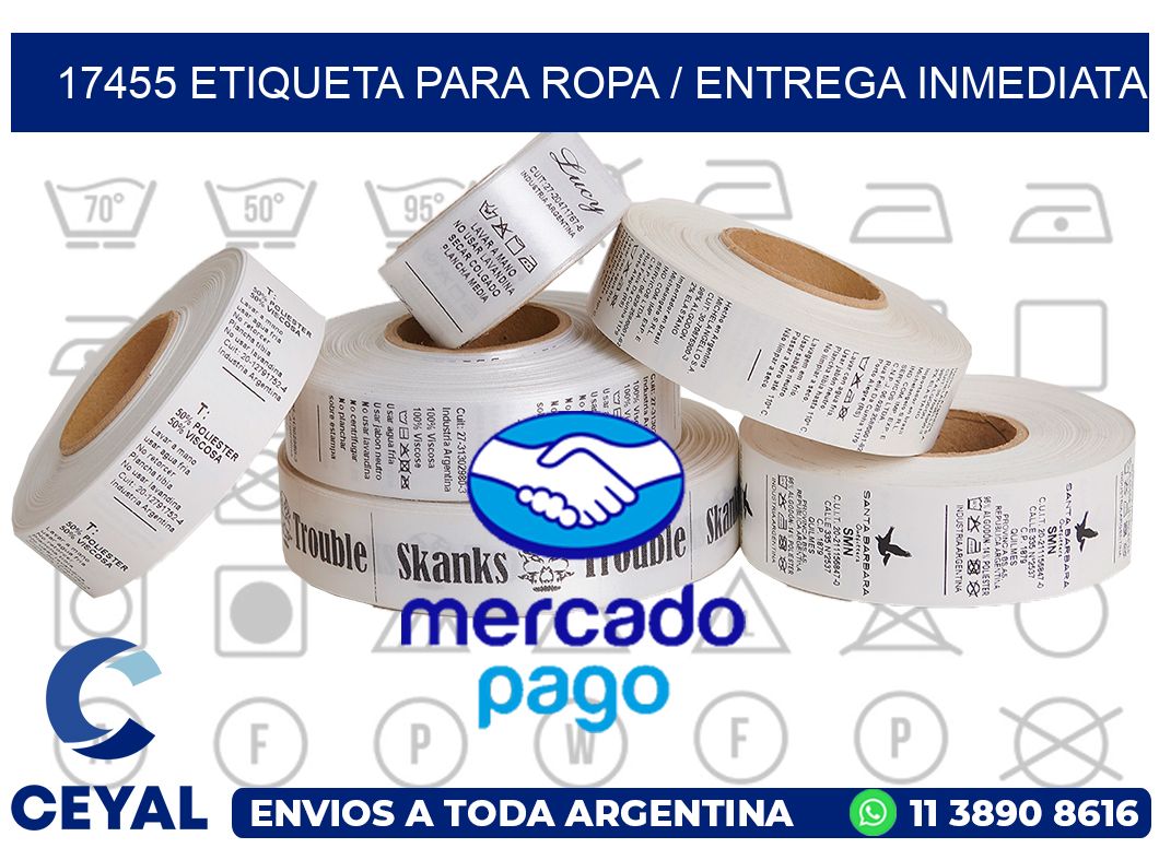 17455 ETIQUETA PARA ROPA / ENTREGA INMEDIATA