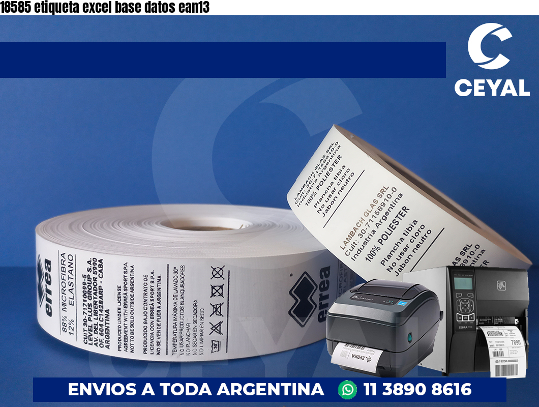 18585 etiqueta excel base datos ean13