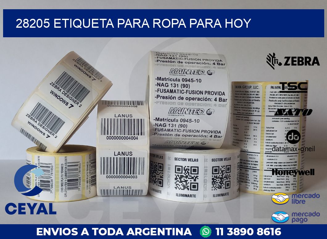 28205 ETIQUETA PARA ROPA PARA HOY