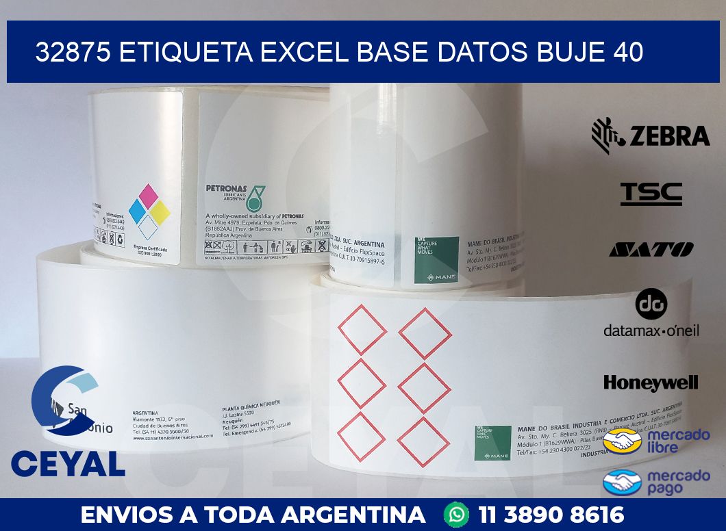 32875 etiqueta excel base datos buje 40