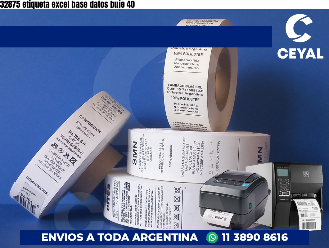 32875 etiqueta excel base datos buje 40