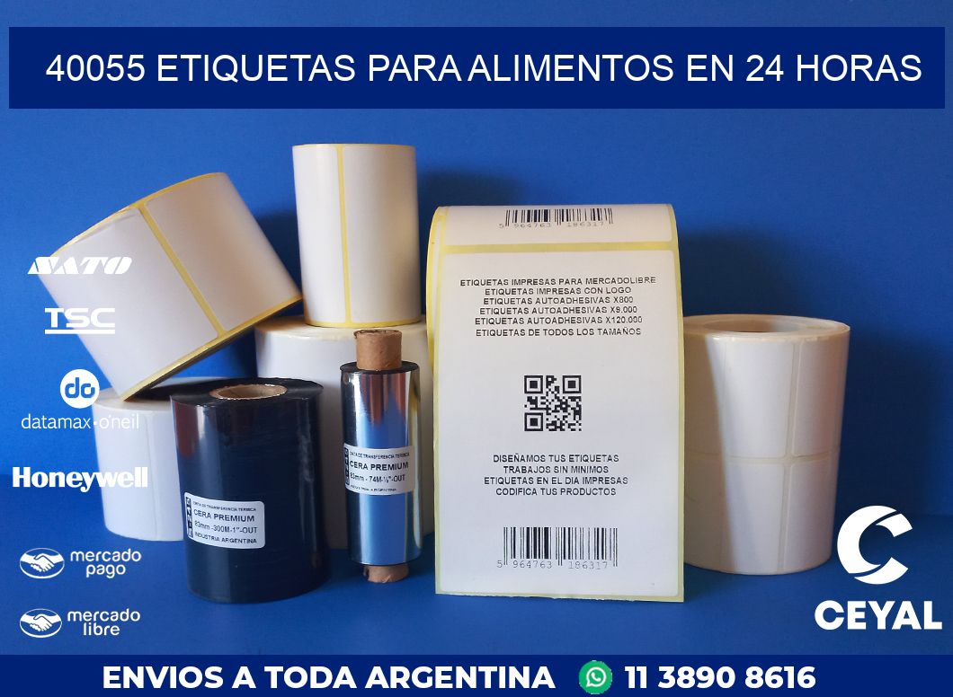 40055 ETIQUETAS PARA ALIMENTOS EN 24 HORAS