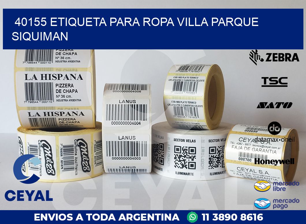 40155 ETIQUETA PARA ROPA VILLA PARQUE SIQUIMAN