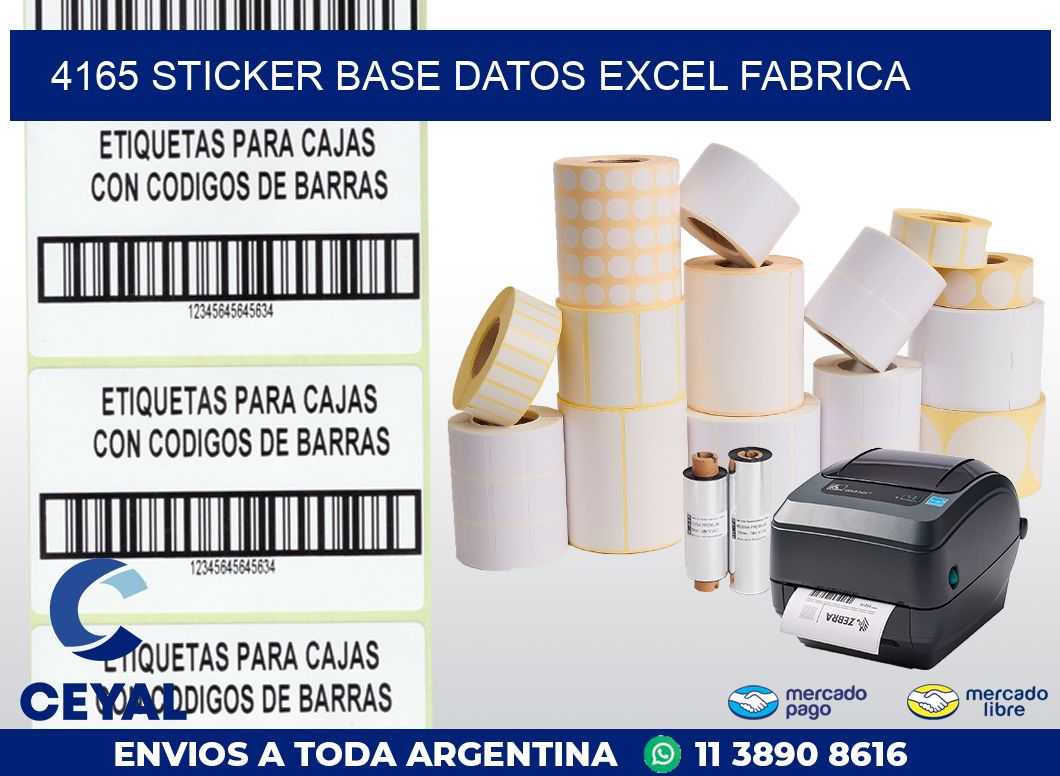 4165 sticker base datos excel fabrica
