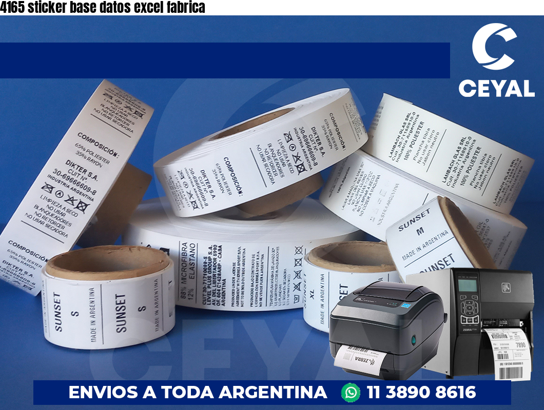 4165 sticker base datos excel fabrica