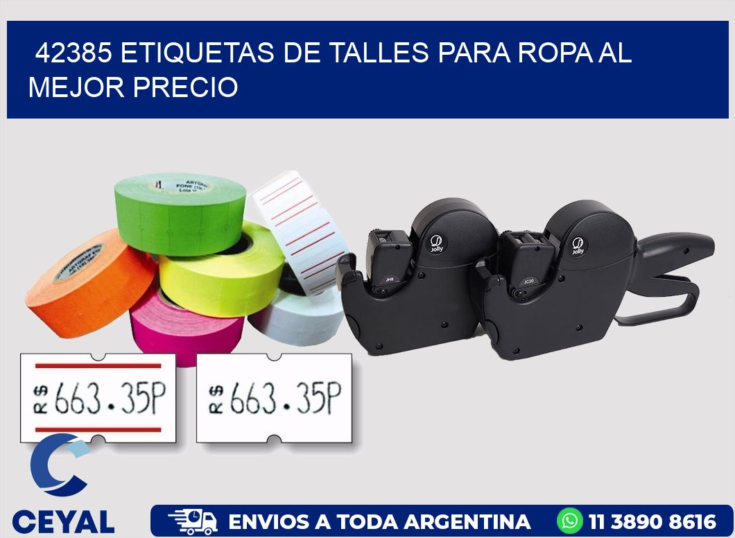 42385 ETIQUETAS DE TALLES PARA ROPA AL MEJOR PRECIO