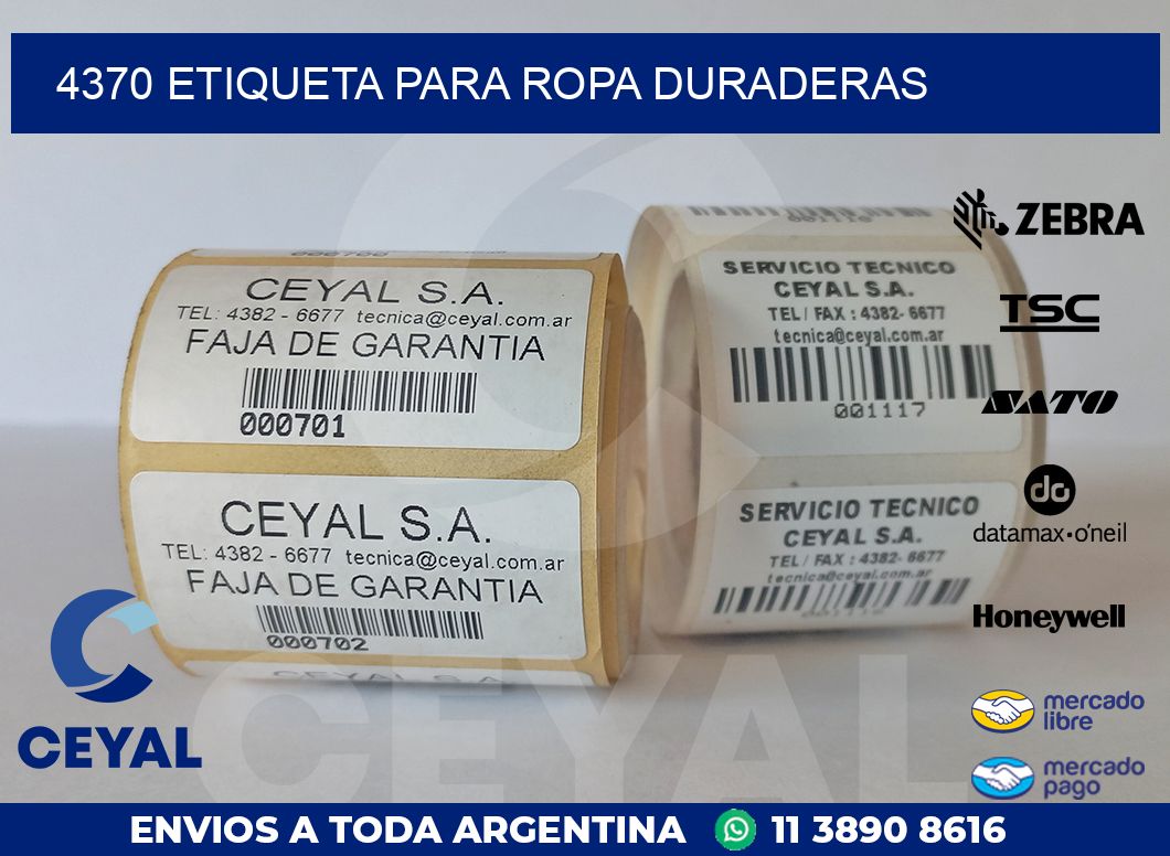 4370 ETIQUETA PARA ROPA DURADERAS