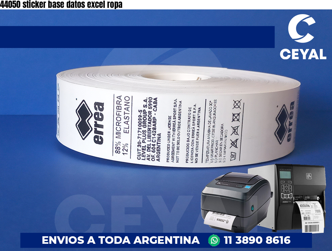44050 sticker base datos excel ropa