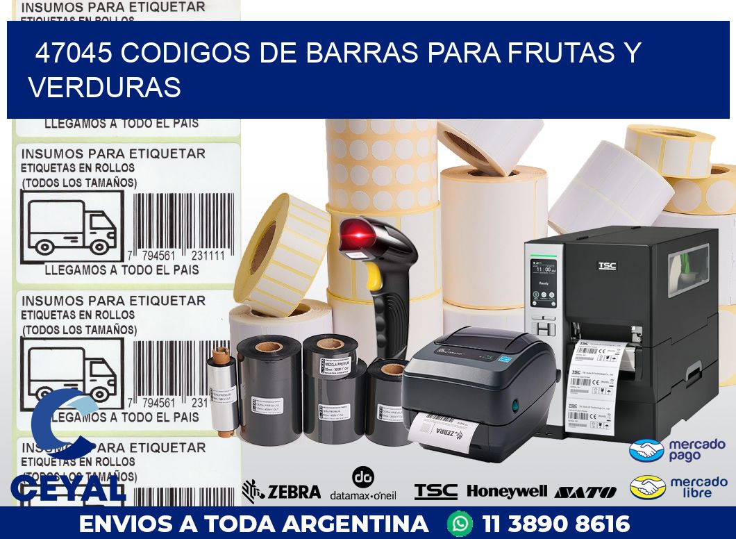 47045 CODIGOS DE BARRAS PARA FRUTAS Y VERDURAS