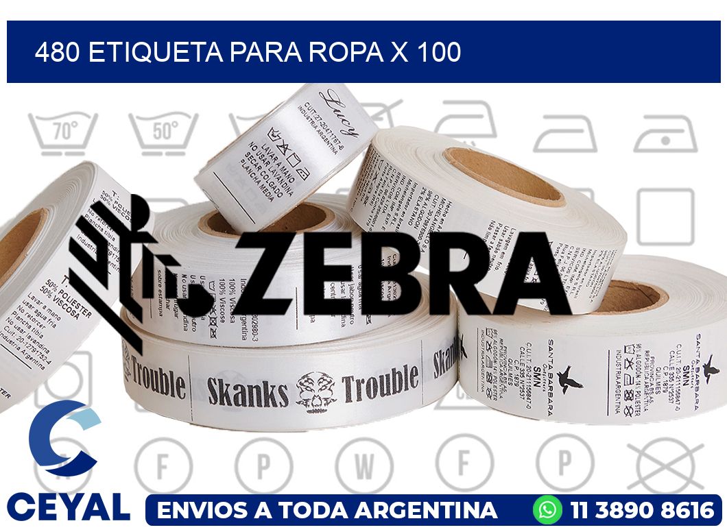 480 ETIQUETA PARA ROPA X 100