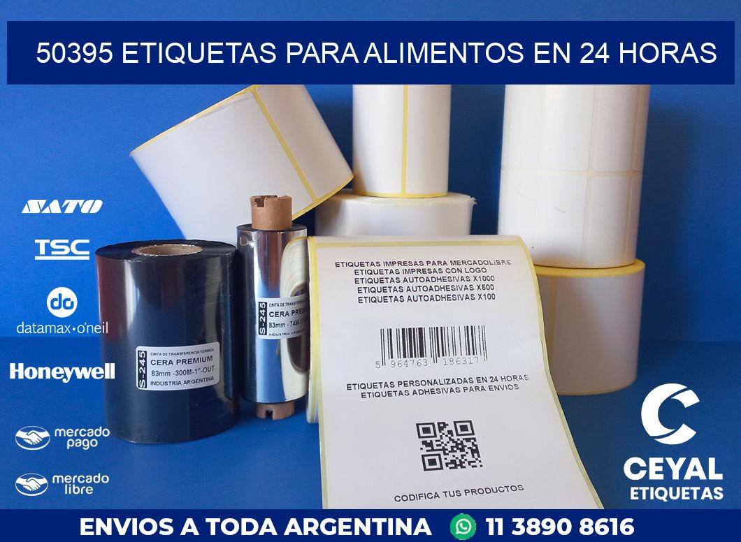 50395 ETIQUETAS PARA ALIMENTOS EN 24 HORAS