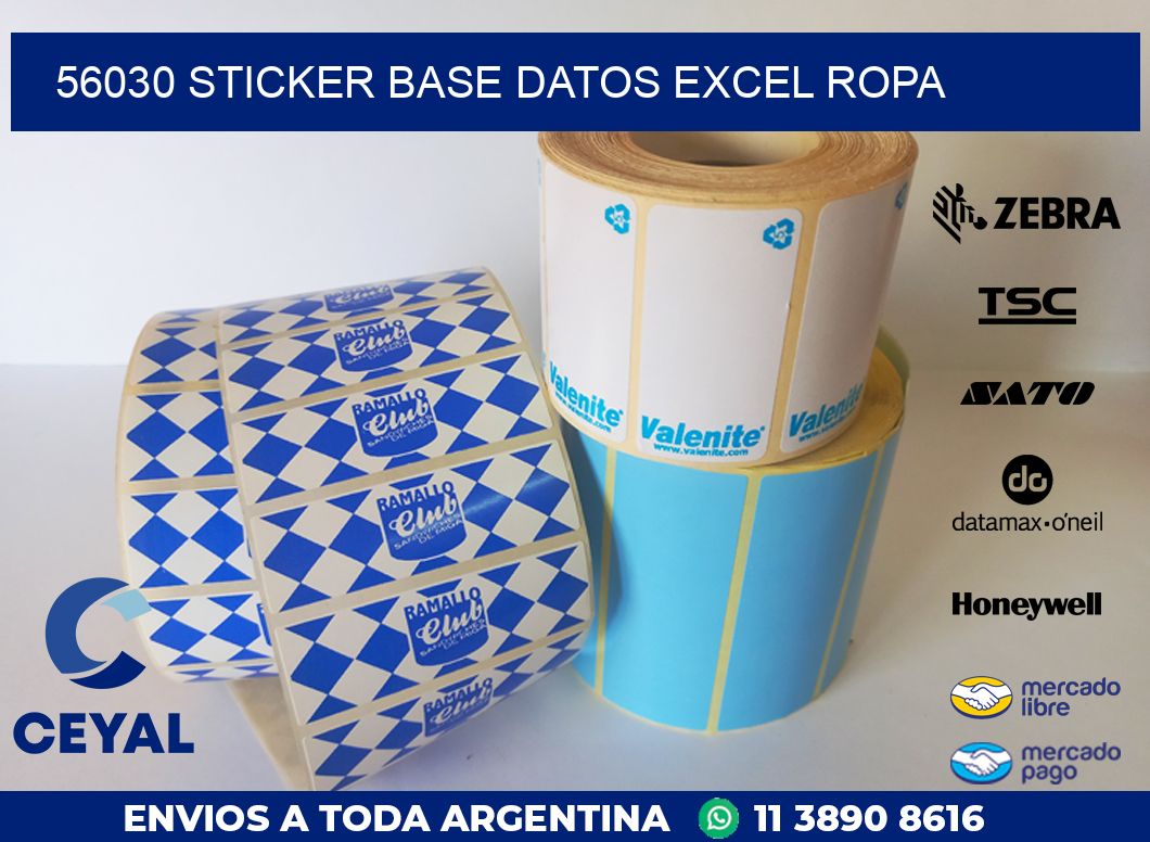 56030 sticker base datos excel ropa